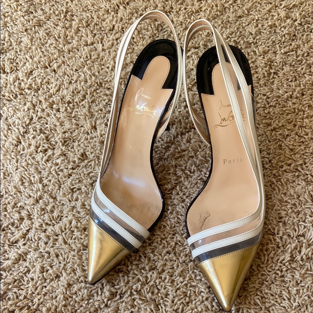 Christian Louboutin Gold and Black Heels